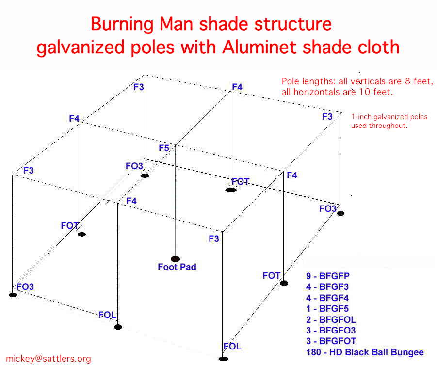 Burning Man shade structure metal frame