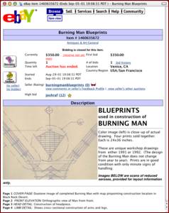 Burning Man plans on eBay