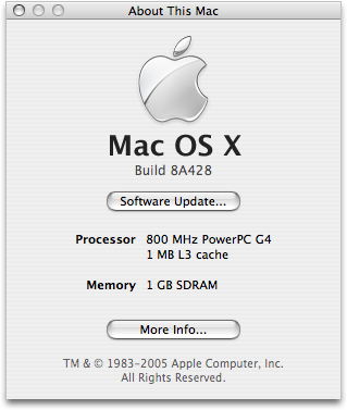 Mac OS X 10.4 Tiger 8a428