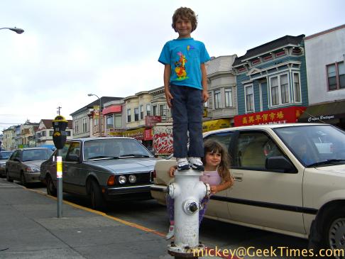 Isaac on a hydrant, Clement @ 5th Ave, San Francisco