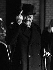 Winston Churchill's middle finger