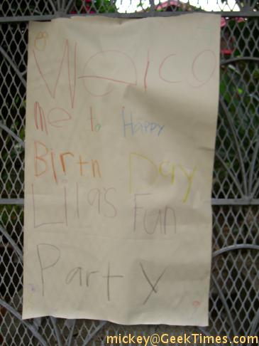 Isaac's sign for Lila's b'day