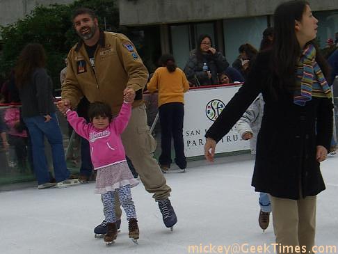 Lila on ice skates