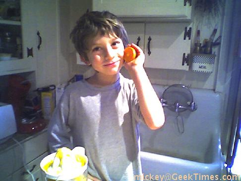 Isaac makes orange juice