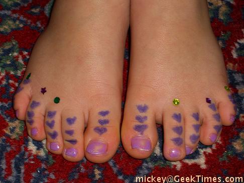 Lila's decorated toes