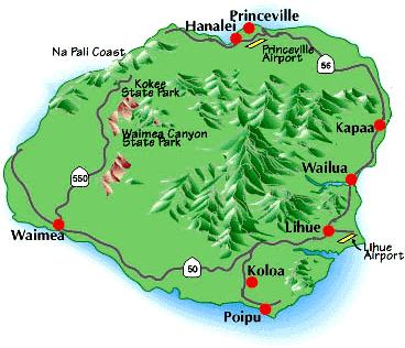 Kauai, Hawaii, map