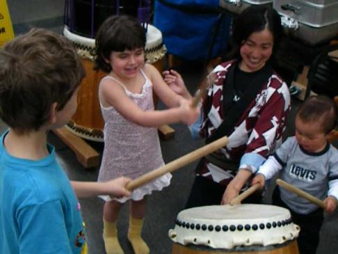 the kids play the drums