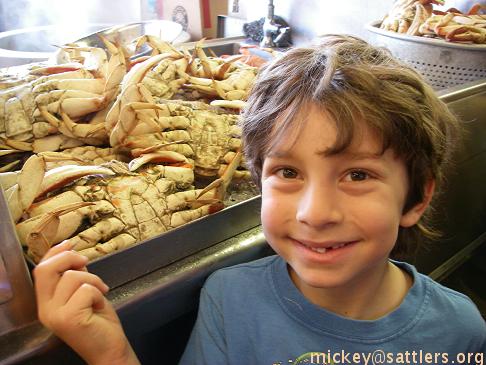 Isaac w/ Dungeness crabs, Fisherman's Wharf