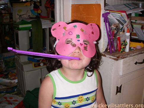 Lila's bear mask