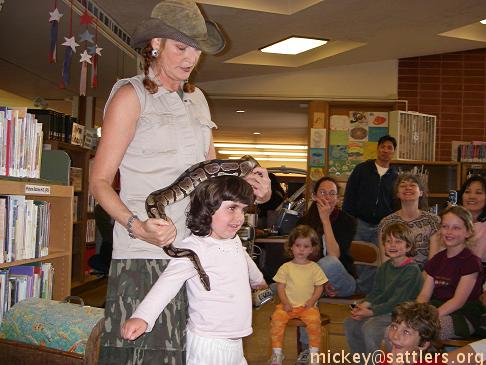 Lila with Lizard Lady, Parkside Library
