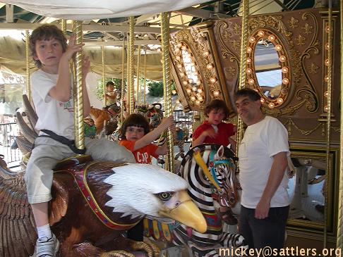 Oakland Zoo: carousel; Isaac, Lila, Jonah, and David