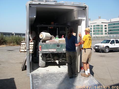 unloading the Burning Man communications truck
