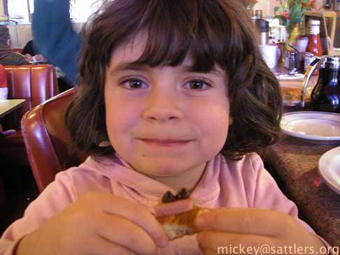 Lila's chocolate pancakes at Orphan Andy's