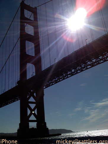 Under the Golden Gate Bridge.