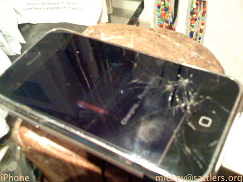 badly-cracked iPhone