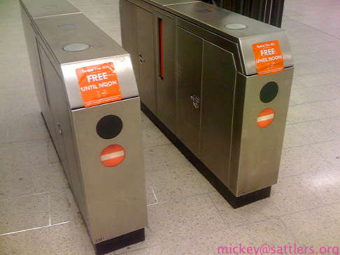 BART turnstile on Spare the Air Day