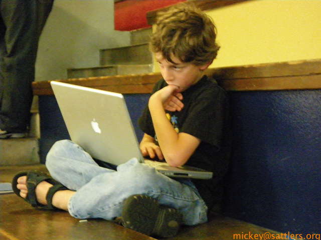 Isaac at laptop