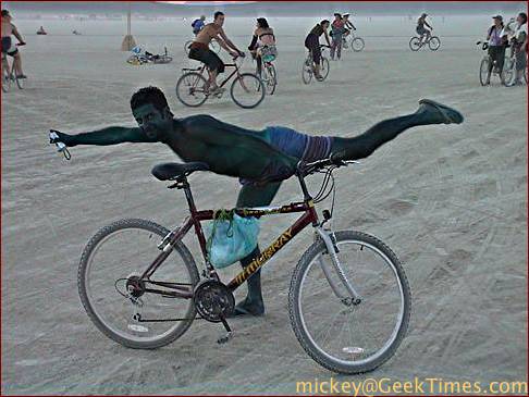 blue body paint bicycle