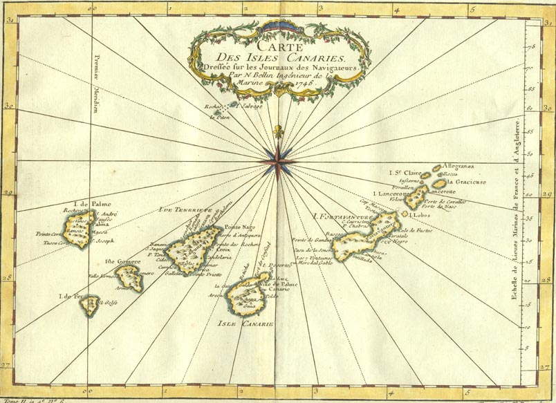 Canary Islands map, 1746