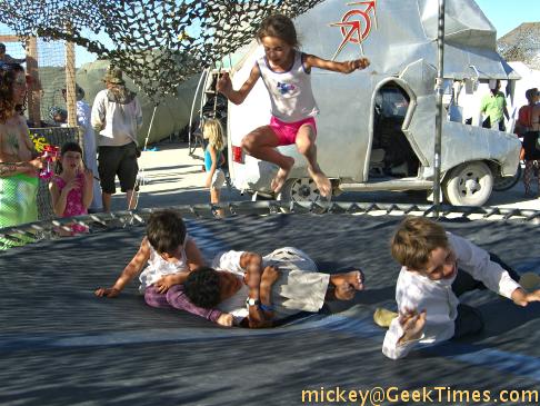 Kids Camp: Lila & Isaac on trampoline