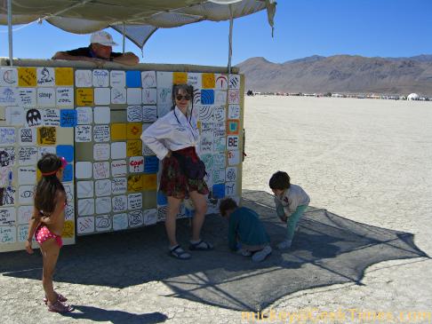 Kids Camp: drawing on tiles, eDave's art car