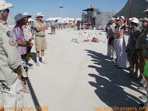 Burning Man 2006: Rangers: graduation: jumping the rebar