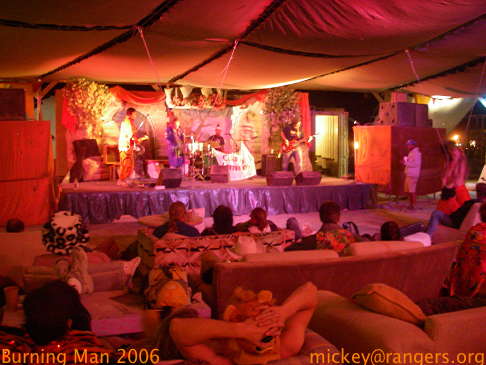 Burning Man 2006: nighttime: Center Camp performance stage