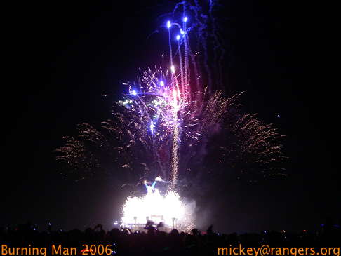 Burning Man 2006: the Man burns, with fireworks