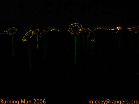 Burning Man 2006: nighttime: sunflowers at night