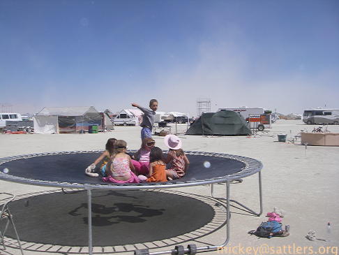 Burning Man 2007: kids on the trampoline