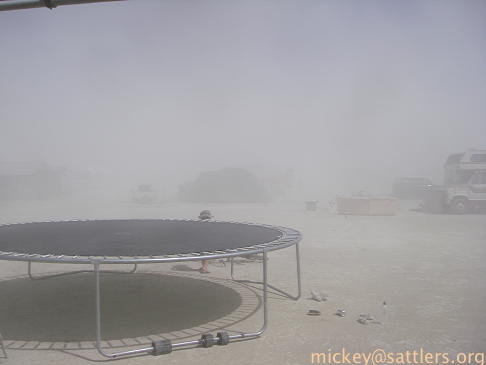 Burning Man 2007: trampoline in windstorm