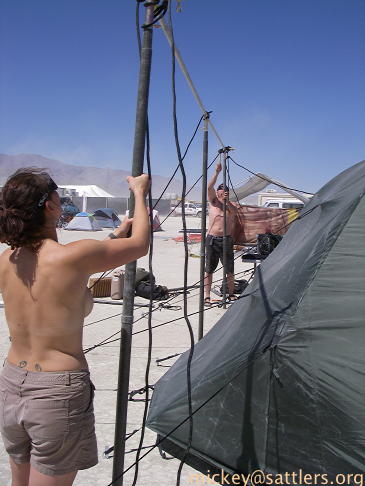Burning Man 2007: setting up another shade structure