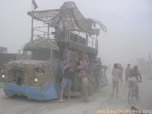 Burning Man 2007: Kidsville - art bus in whiteout