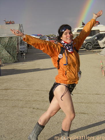 Burning Man 2007: Kidsville - neighbor with double rainbow
