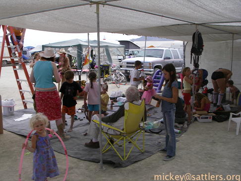 Aluminet shade structure, Kidsville piazza, Burning Man